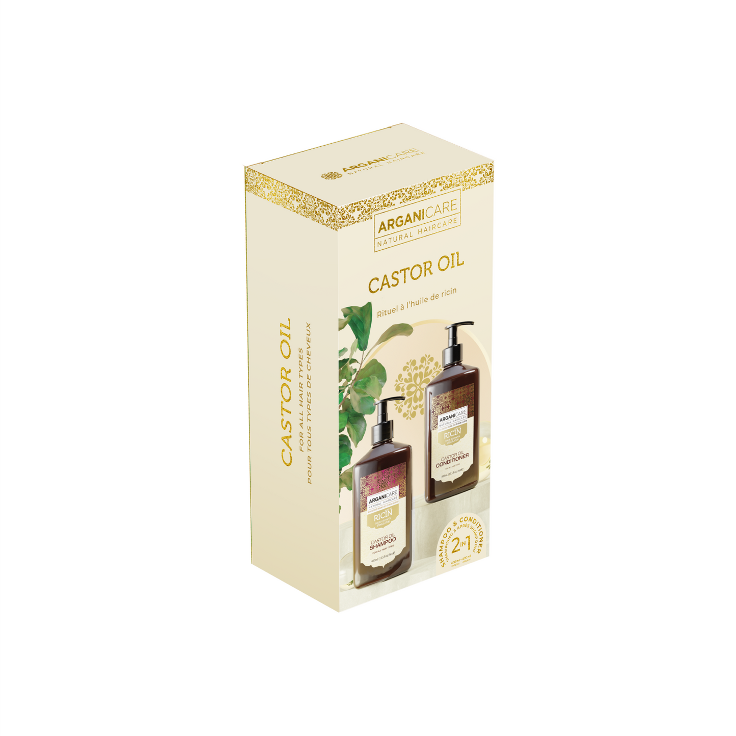 Set de cuidado capilar Arganicare ricin 2 piezas