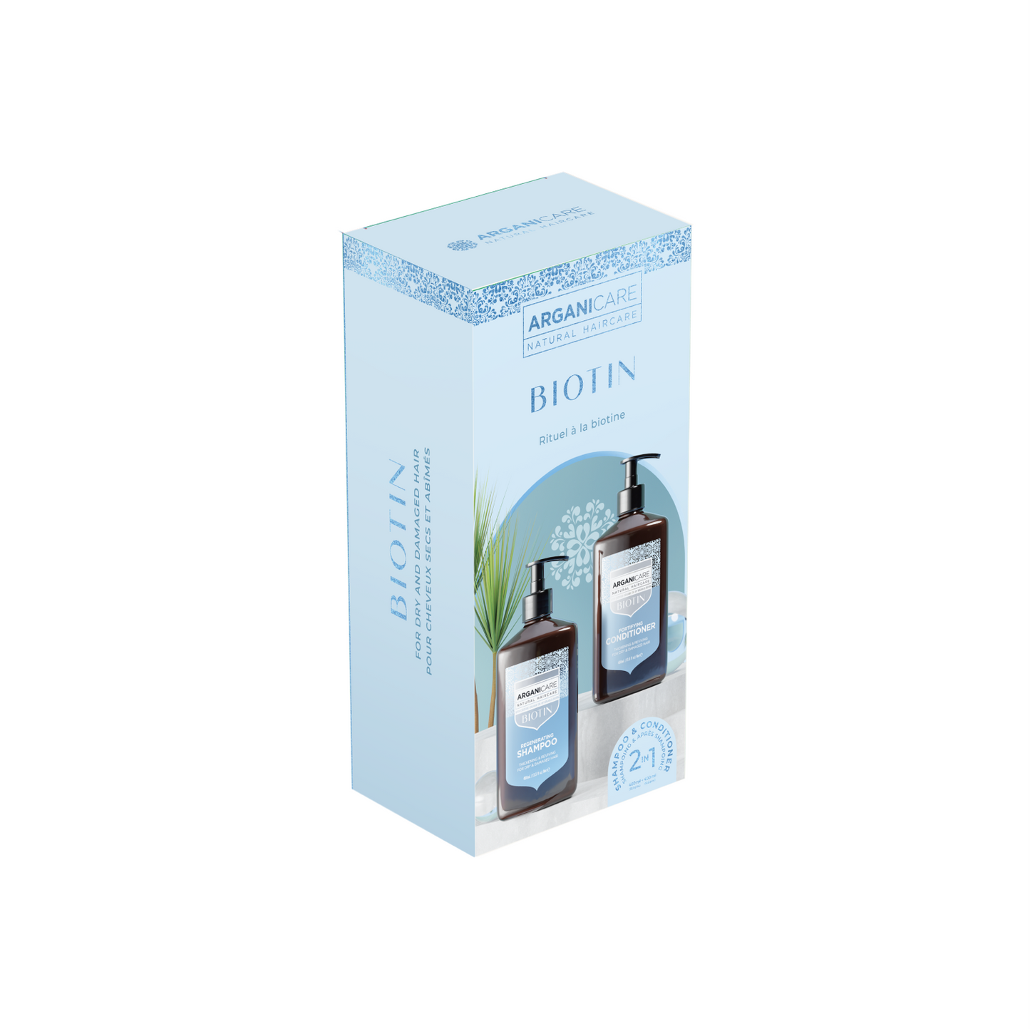 Shampoo y acondicionador Arganicare Biotina. 2 piezas