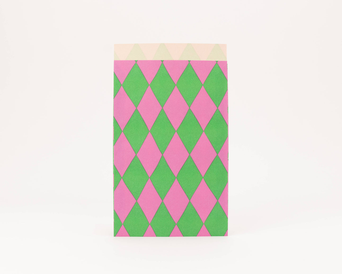 Diamond paper bags, pink/green