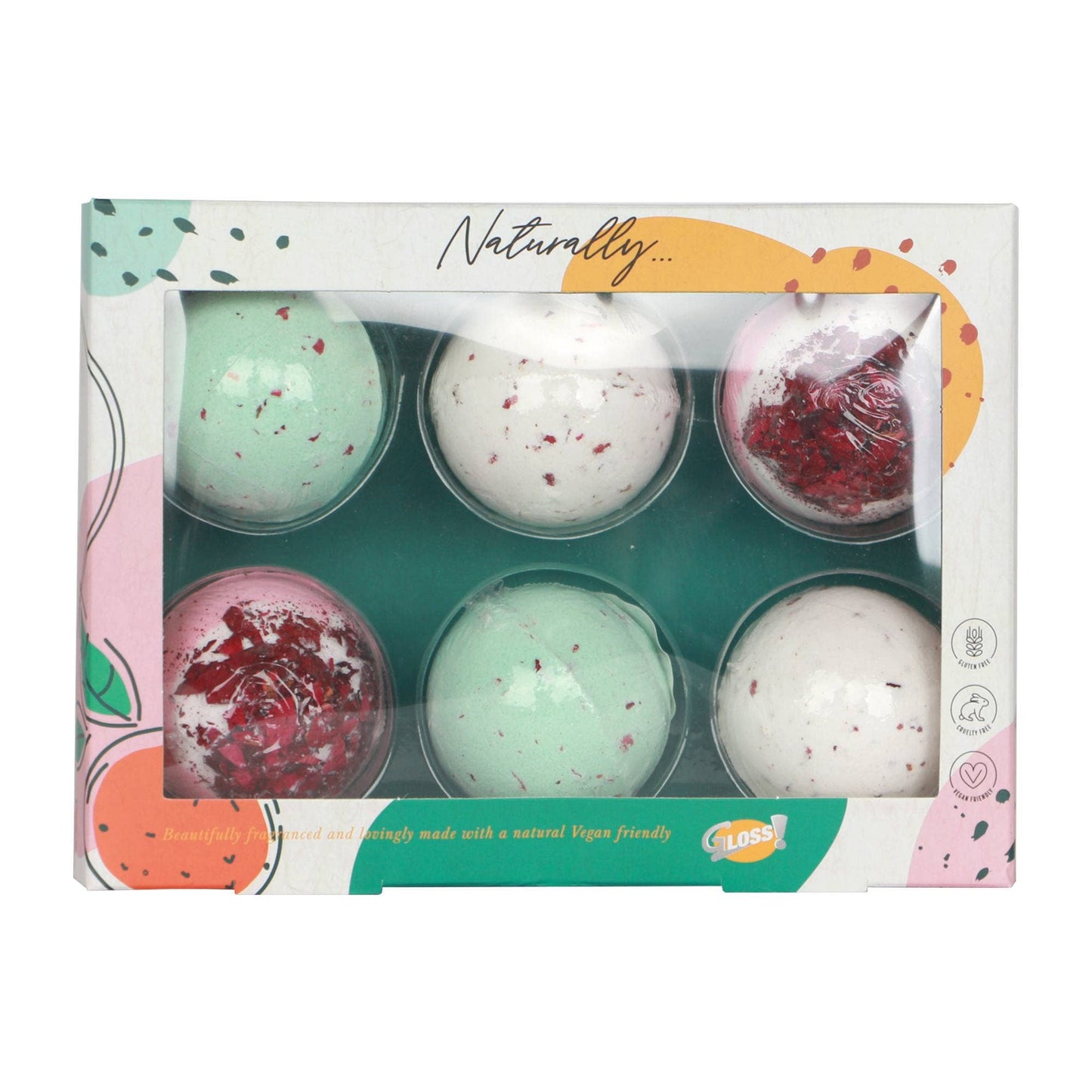 Handmade effervescent soap bombs in a gift box