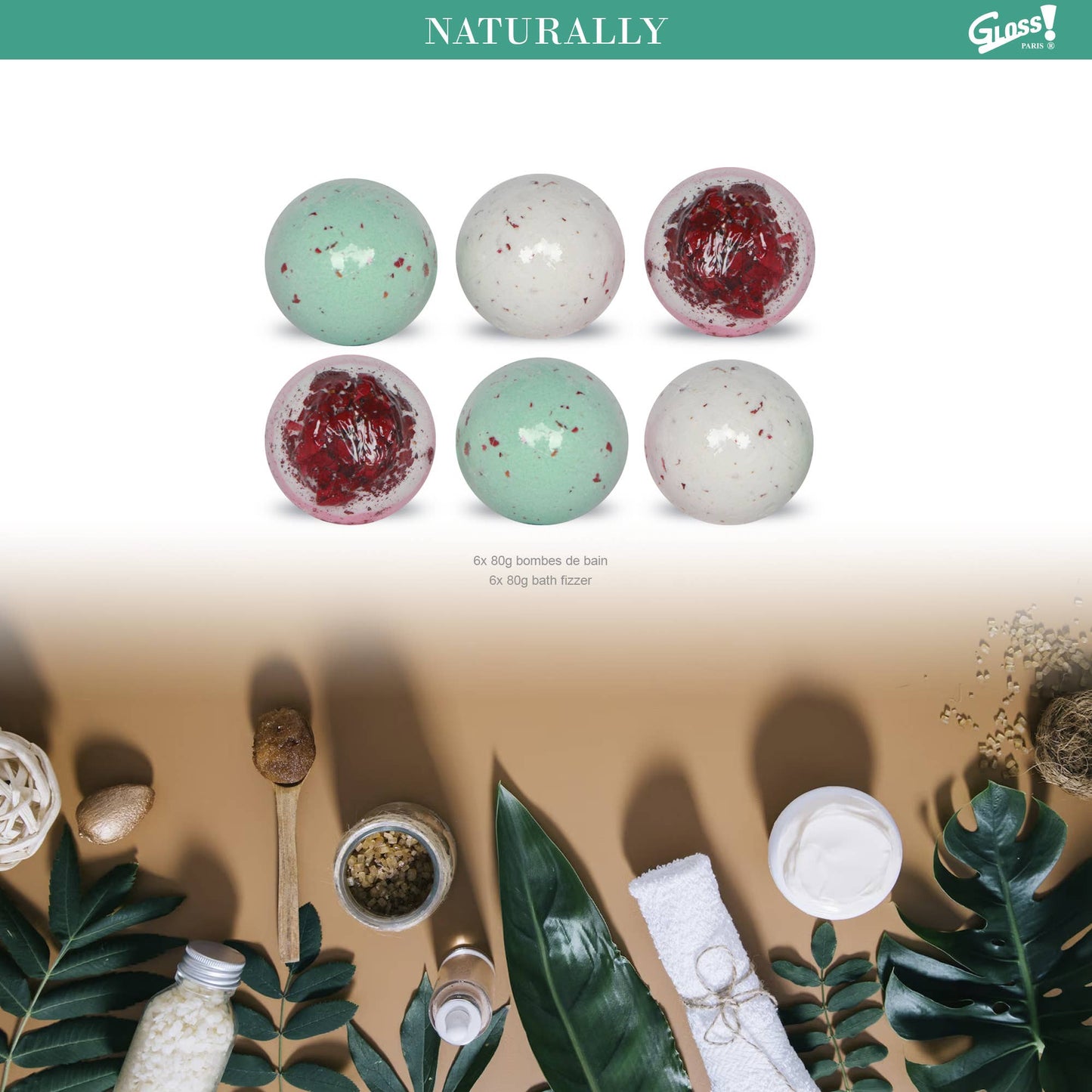 Handmade effervescent soap bombs in a gift box