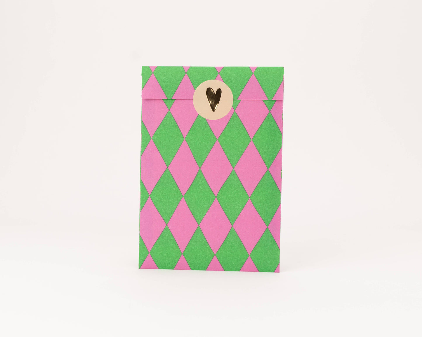 Diamond paper bags, pink/green