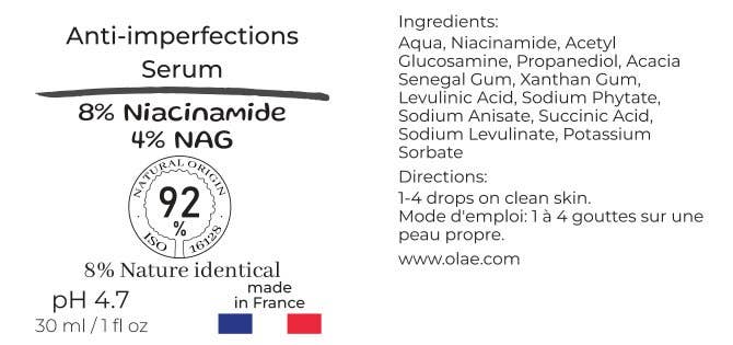 Sérum facial con niacinamida 8% + 4% N Acetil Glucosamina
