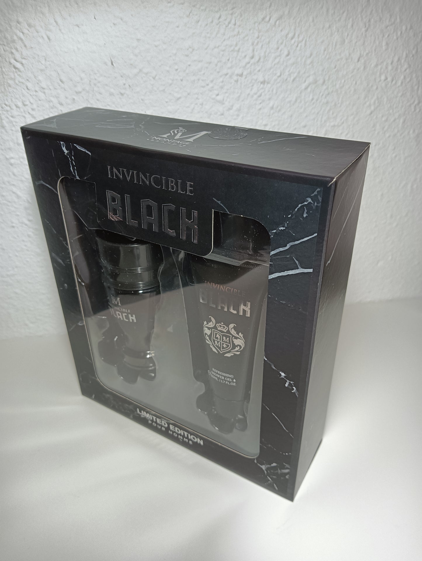Set Perfume ET Invincible Black – “La Copa Negra” (150 ml + Gel de Ducha)