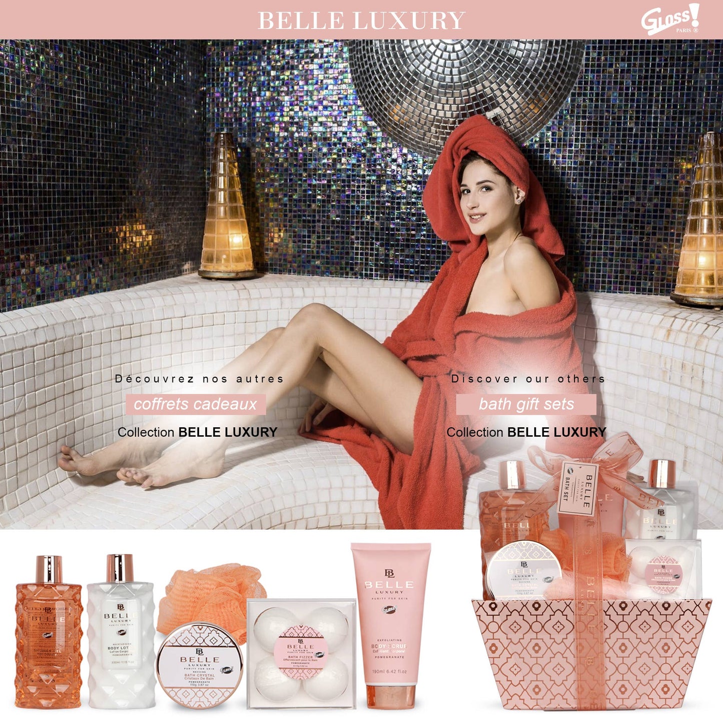 Pomegranate scented bath set - 7 pieces (belle luxury)