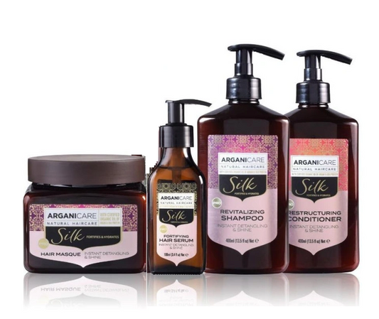 Ritual de rutina de proteina de seda Arganicare set de 4 piezas