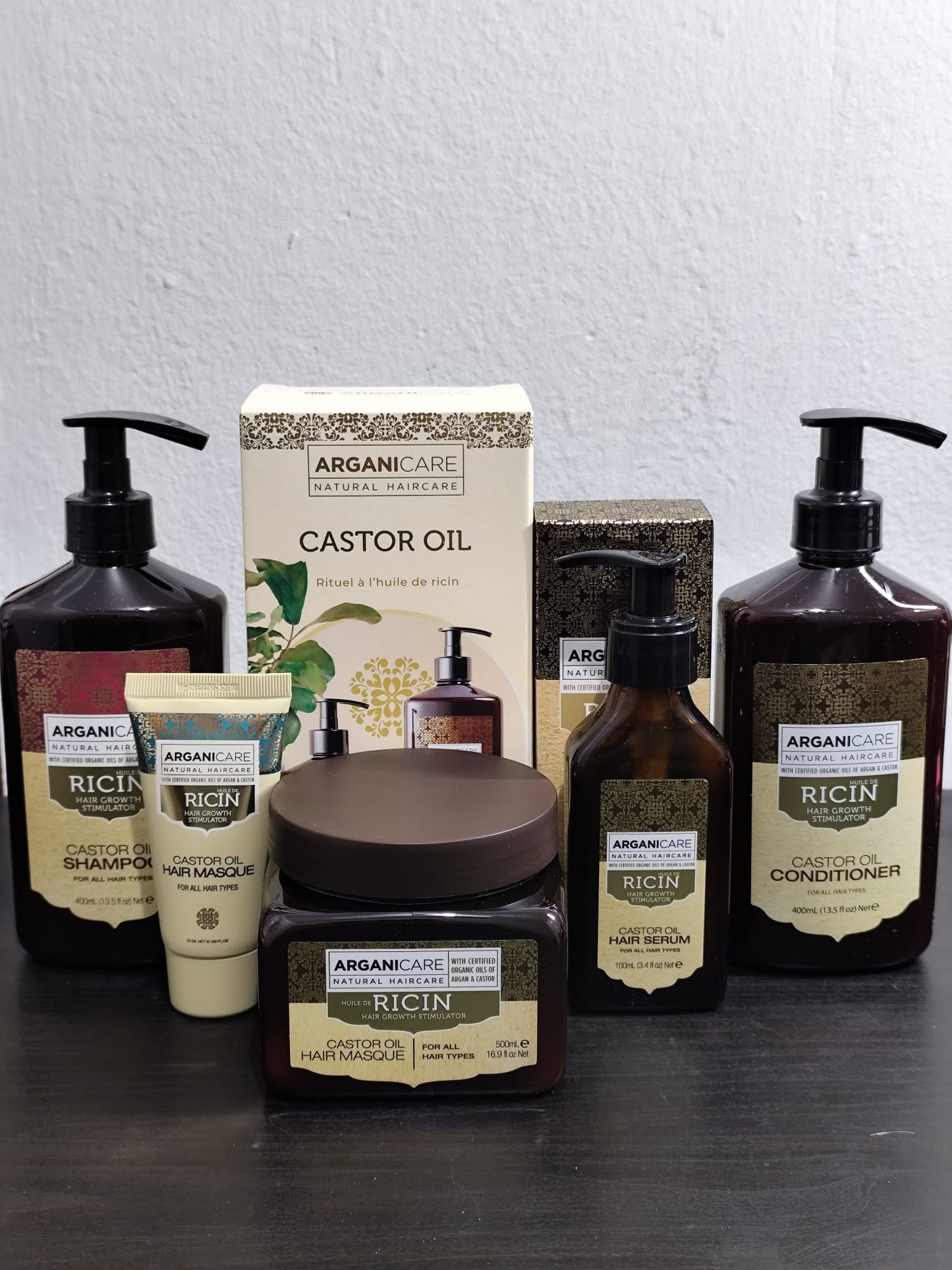 Set de cuidado capilar Arganicare ricin 5 piezas
